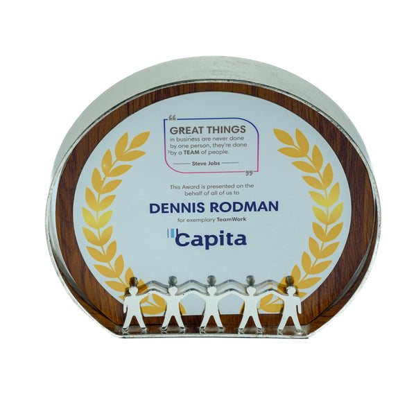 Half-Circle Wooden Memento with 
Metal Cover & Unity Miniature 
Design