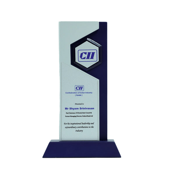 Rectangular Wooden Memento with
 Hexagonal Accent