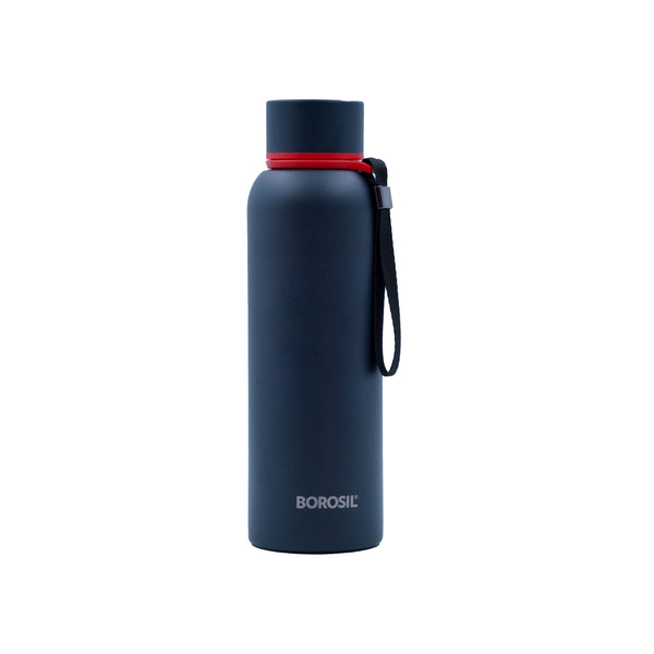 Borossil Stainless Steel Thermal  Sports Bottle (700ml) – Black  Edition