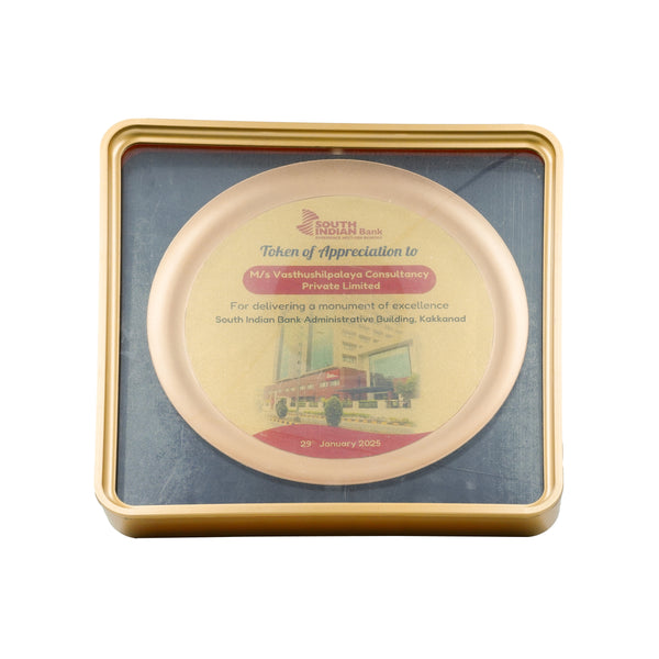 Round Fiber Material Memento with 
Table Stand